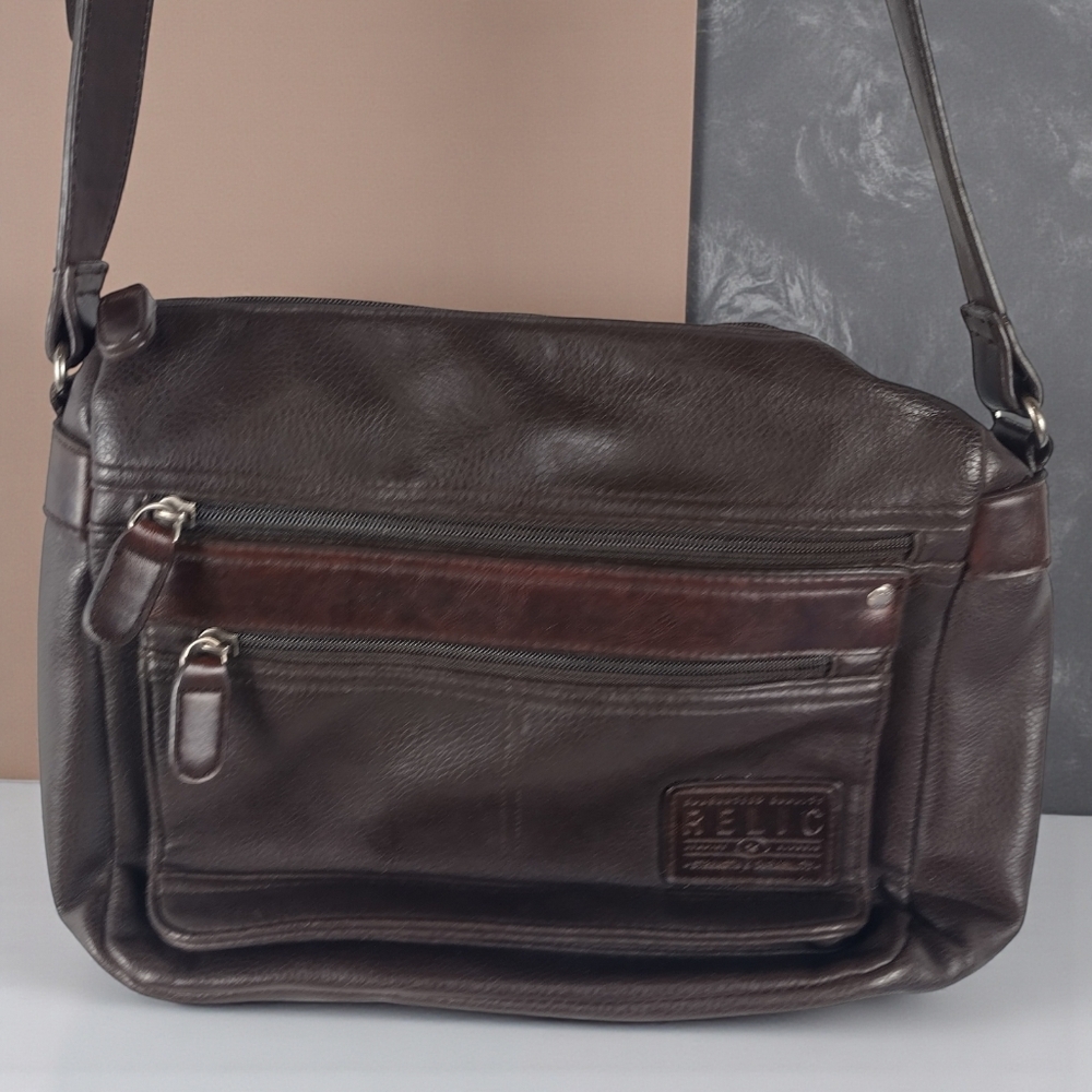 Vtg Relic Brown Leather Purse Shoulder Bag City Fashion